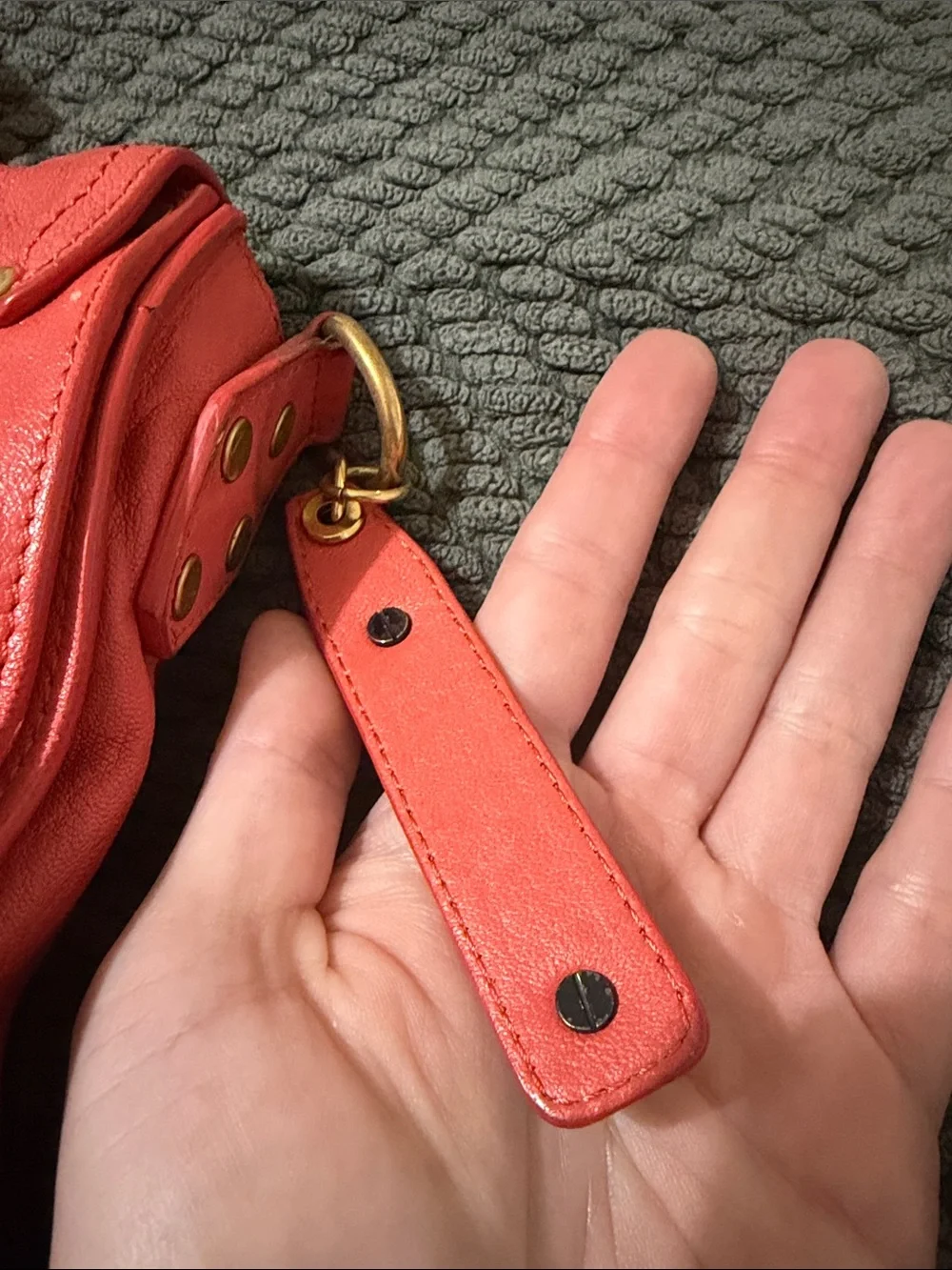 Proenza Schouler Coral Red Leather Satchel with Gold Hardware